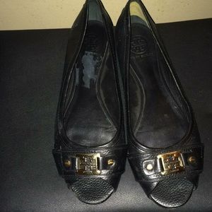 Preloved peeptoe flats by Tory Burch